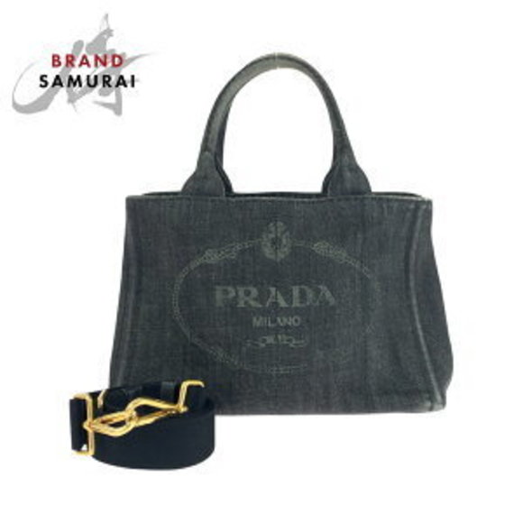 Prada Canapa Tote Black Bag Shoulder Canvas - Picture 1 of 9